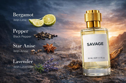 EASTERIA PERFUME Savage Eau de Parfum 50ml Spray, Inspired Fragrance for Men, Unisex - label detail