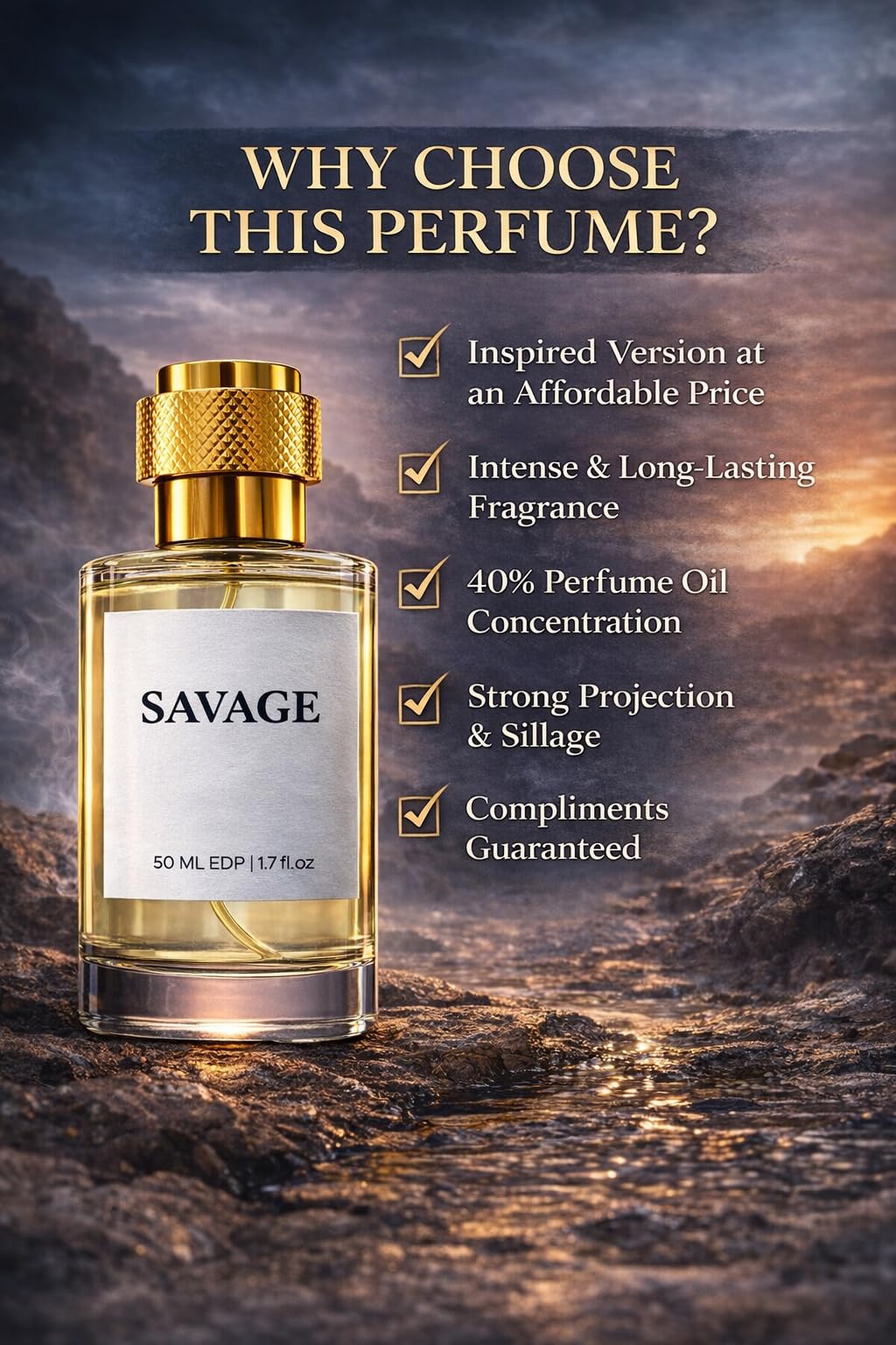 EASTERIA PERFUME Savage Eau de Parfum 50ml Spray, Inspired Fragrance for Men, Unisex - ingredients panel