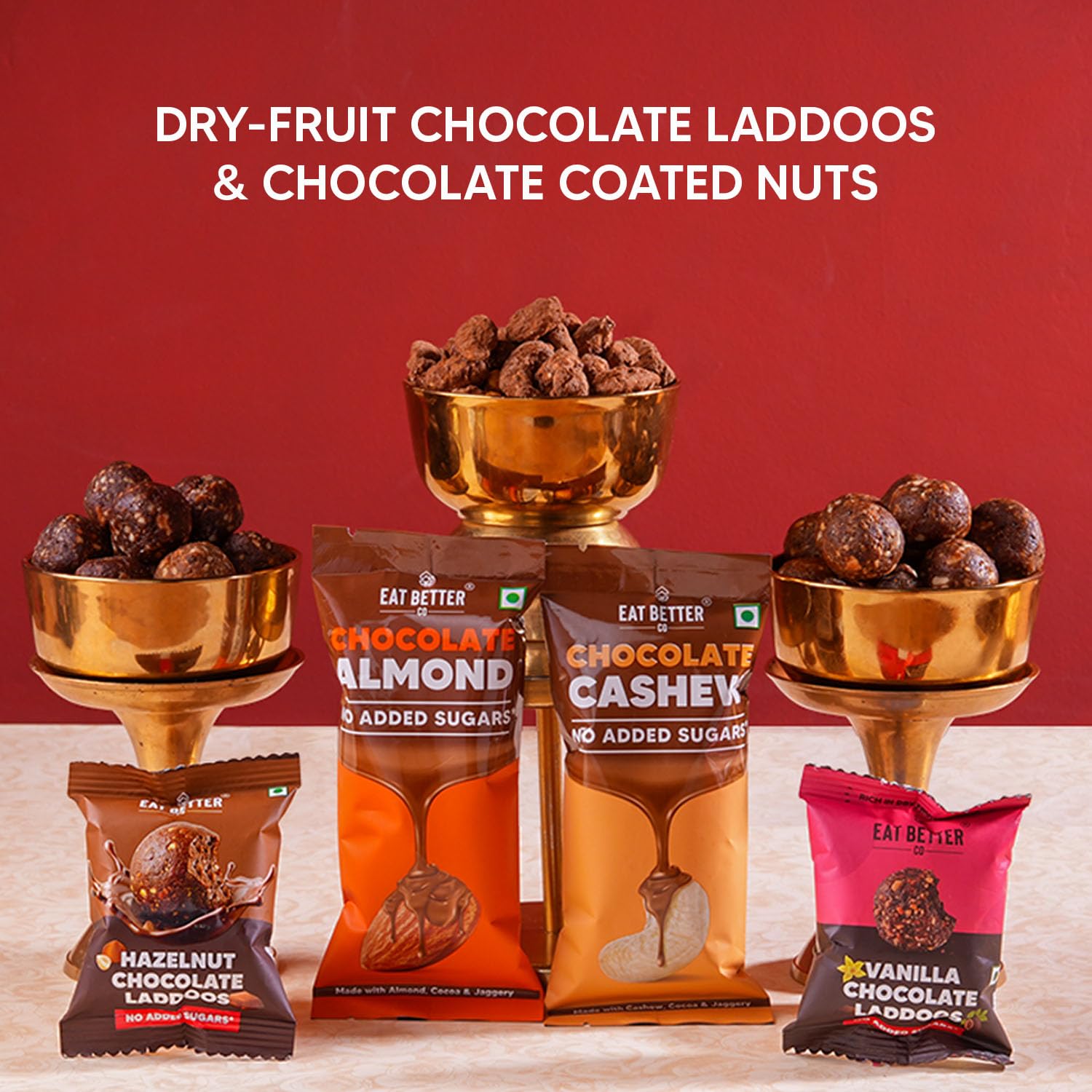 Eat Better Co Bandhan Rakhi Gift Hamper for Brother, 10-Item Snack Gift Set with 2 Rakhis, Chocolate Coated Cashews, Almonds 
