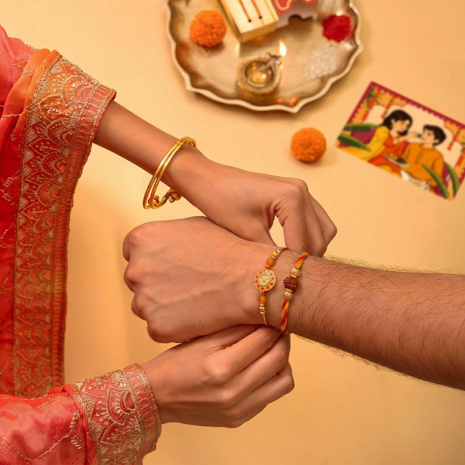 Eat Better Co Bandhan Rakhi Gift Hamper for Brother, 10-Item Snack Gift Set with 2 Rakhis, Chocolate Coated Cashews, Almonds 