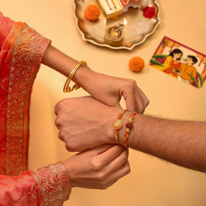 Eat Better Co Bandhan Rakhi Gift Hamper for Brother, 10-Item Snack Gift Set with 2 Rakhis, Chocolate Coated Cashews, Almonds 