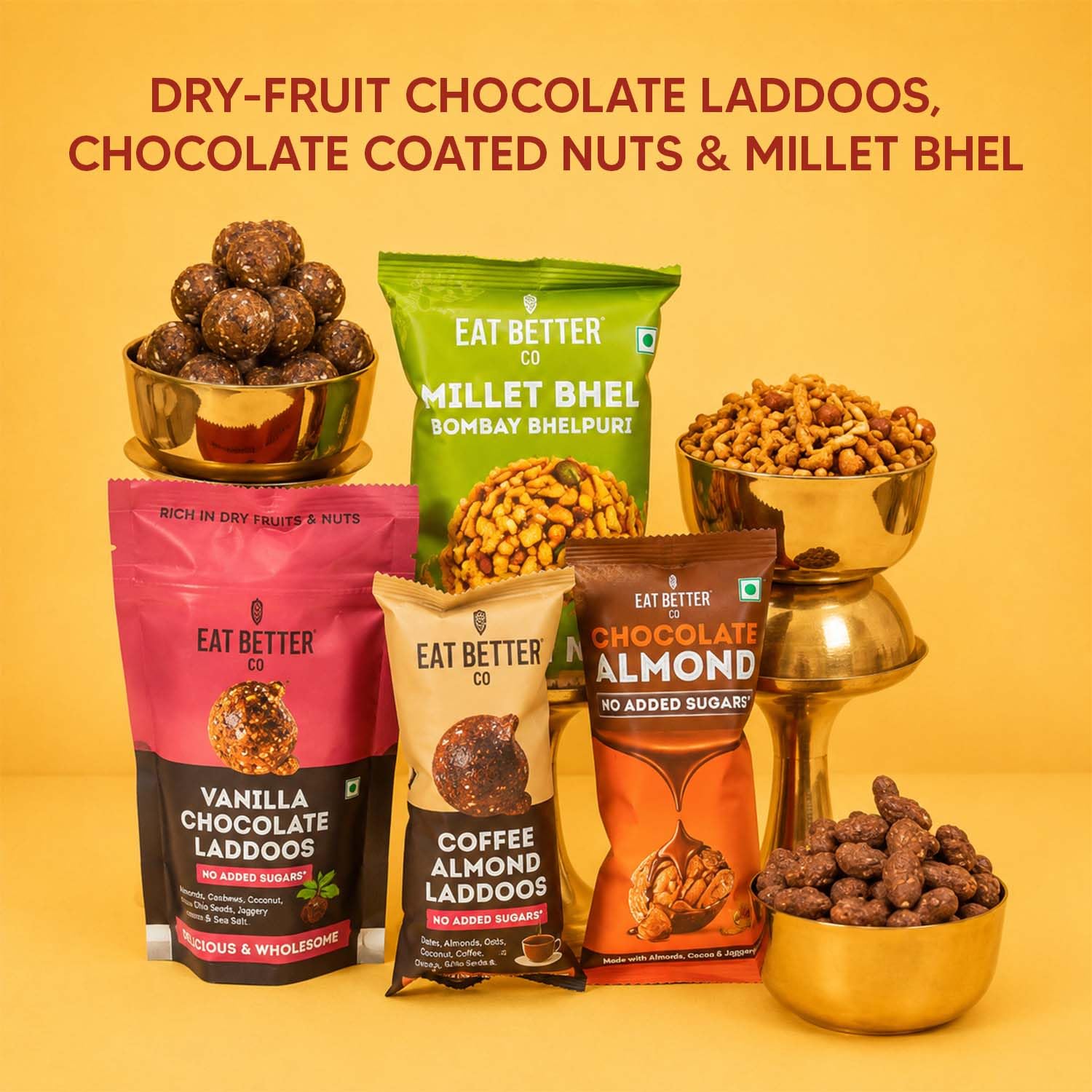 Eat Better Co Pyaar Ka Pitara 14-Item Rakhi Gift Hamper for Brother and Bhabhi, Includes Rakhi & Bracelet, Dry-Fruit Laddoos,