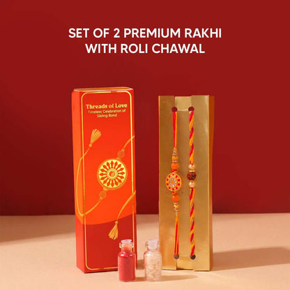 Eat Better Co Sneh Rakhi Gift Hamper for Brother, 11 Items, 2 Rakhis, Chocolate Laddoos, Millet Bhel, Roli-Chawal, Mukhwas - 
