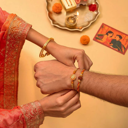 Eat Better Co Sneh Rakhi Gift Hamper for Brother, 11 Items, 2 Rakhis, Chocolate Laddoos, Millet Bhel, Roli-Chawal, Mukhwas - 