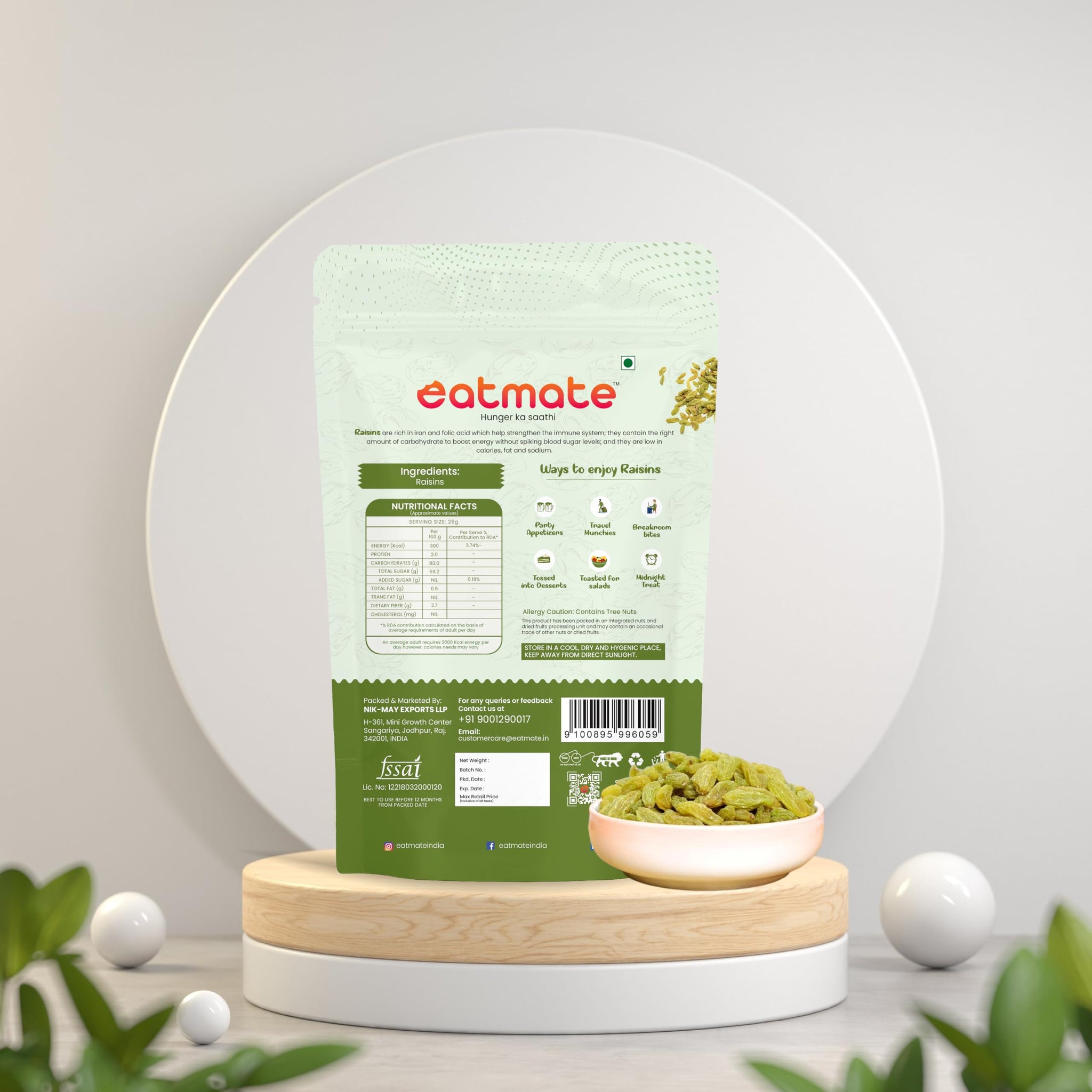 Eatmate Whole Nuts and Dried Fruits, Natural Crunchy Snack for Snacking, Baking, and Cooking - front view (21)
