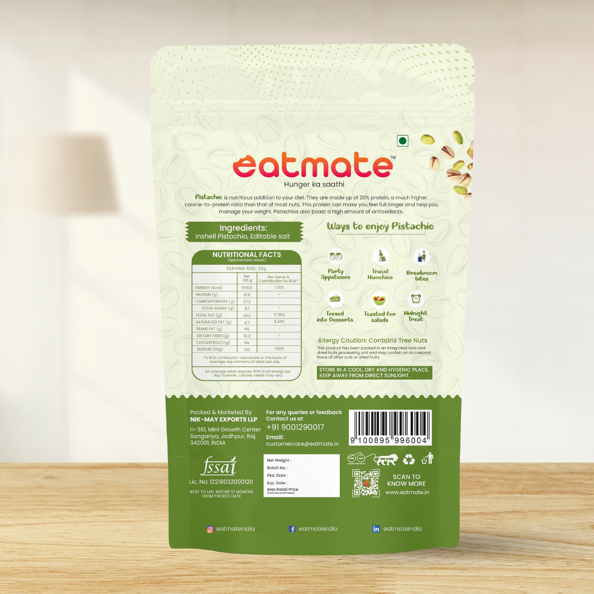 Eatmate Whole Nuts and Dried Fruits, Natural Crunchy Snack for Snacking, Baking, and Cooking - back view (29)