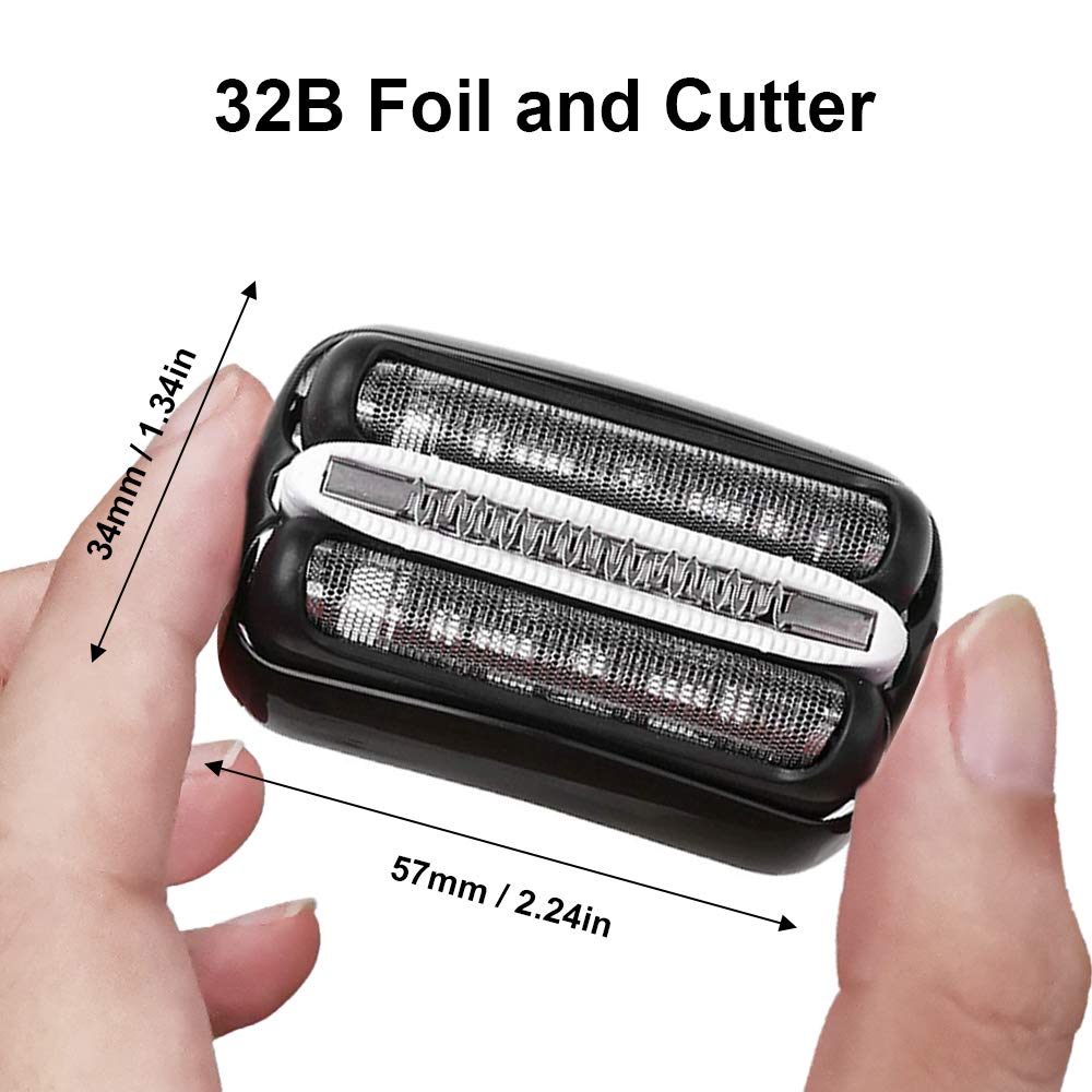 ELBME Replacement Shaver Head Compatible with Braun 3 Series 32B Foil & Cutter, Black, 1 Pack - front view