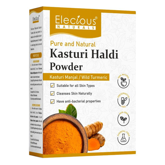 Elecious Kasturi Haldi Powder, Triple-Filtered Microfine Wild Turmeric Face Pack, 100g