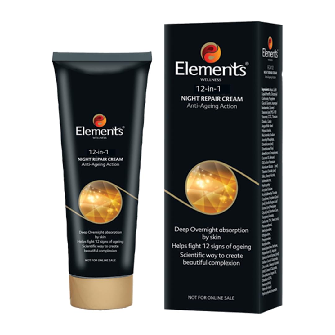 Elements Wellness 12 in 1 Night Repair Cream, 25ml, Adult Night Moisturizer