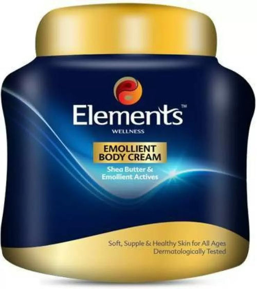 Elements Wellness Emollient Body Cream with Shea Butter, 200 ml, for Dry Skin