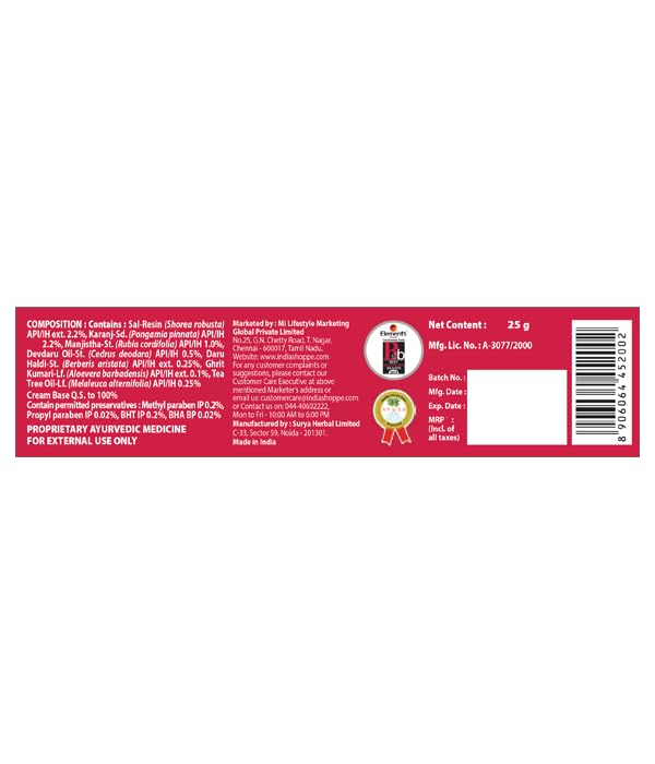Elements Wellness Wound Healing Cream (25g) - Herbal Ointment for External Application - back view