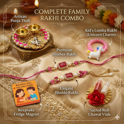ELIKRAFT Decorative Fridge Magnet for Refrigerator Decor | Free Blue Stone Lumba Rakhi Set for Bhaiya Bhabhi with Rakhi for B