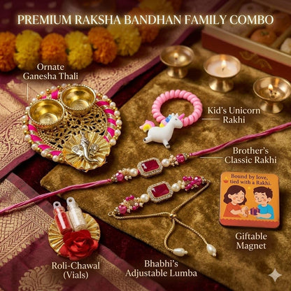 ELIKRAFT Decorative Fridge Magnet for Refrigerator Decor | Free Blue Stone Lumba Rakhi Set for Bhaiya Bhabhi with Rakhi for B