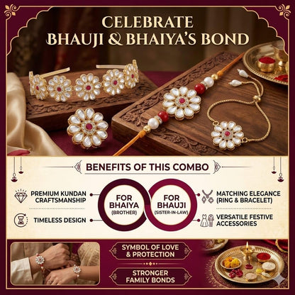 ELIKRAFT Decorative Fridge Magnet for Refrigerator Decor | Free Blue Stone Lumba Rakhi Set for Bhaiya Bhabhi with Rakhi for B