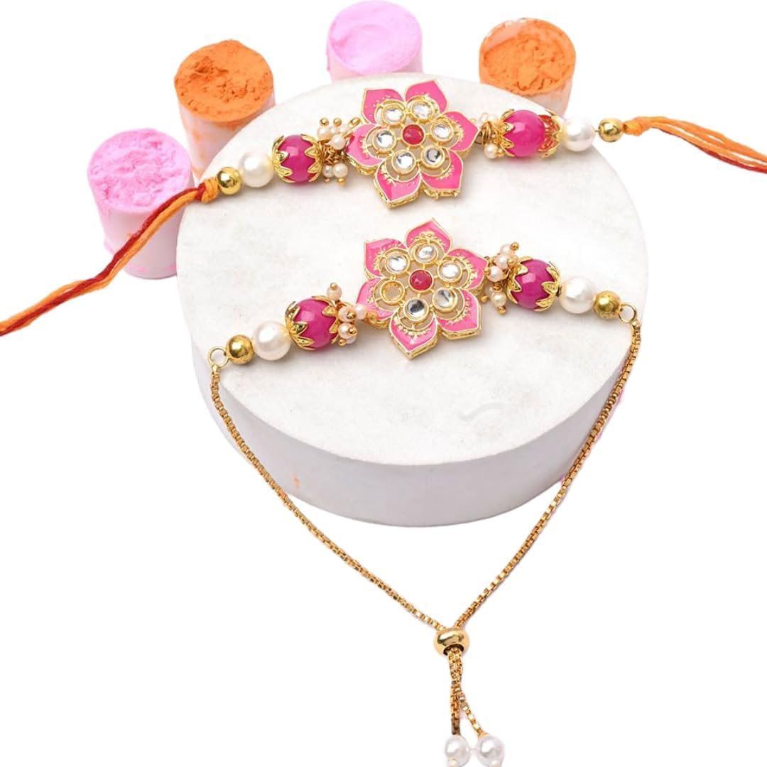 ELIKRAFT Decorative Fridge Magnet for Refrigerator Decor | Free Blue Stone Lumba Rakhi Set for Bhaiya Bhabhi with Rakhi for B