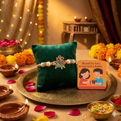 ELIKRAFT Decorative Fridge Magnet for Refrigerator Decor | Free Blue Stone Lumba Rakhi Set for Bhaiya Bhabhi with Rakhi for B