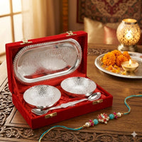 Silver Bowl Set With Bro Rakhi