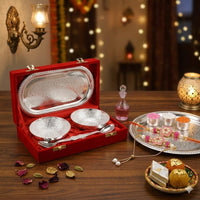 Silver Bowl Set With Couple Rakhi