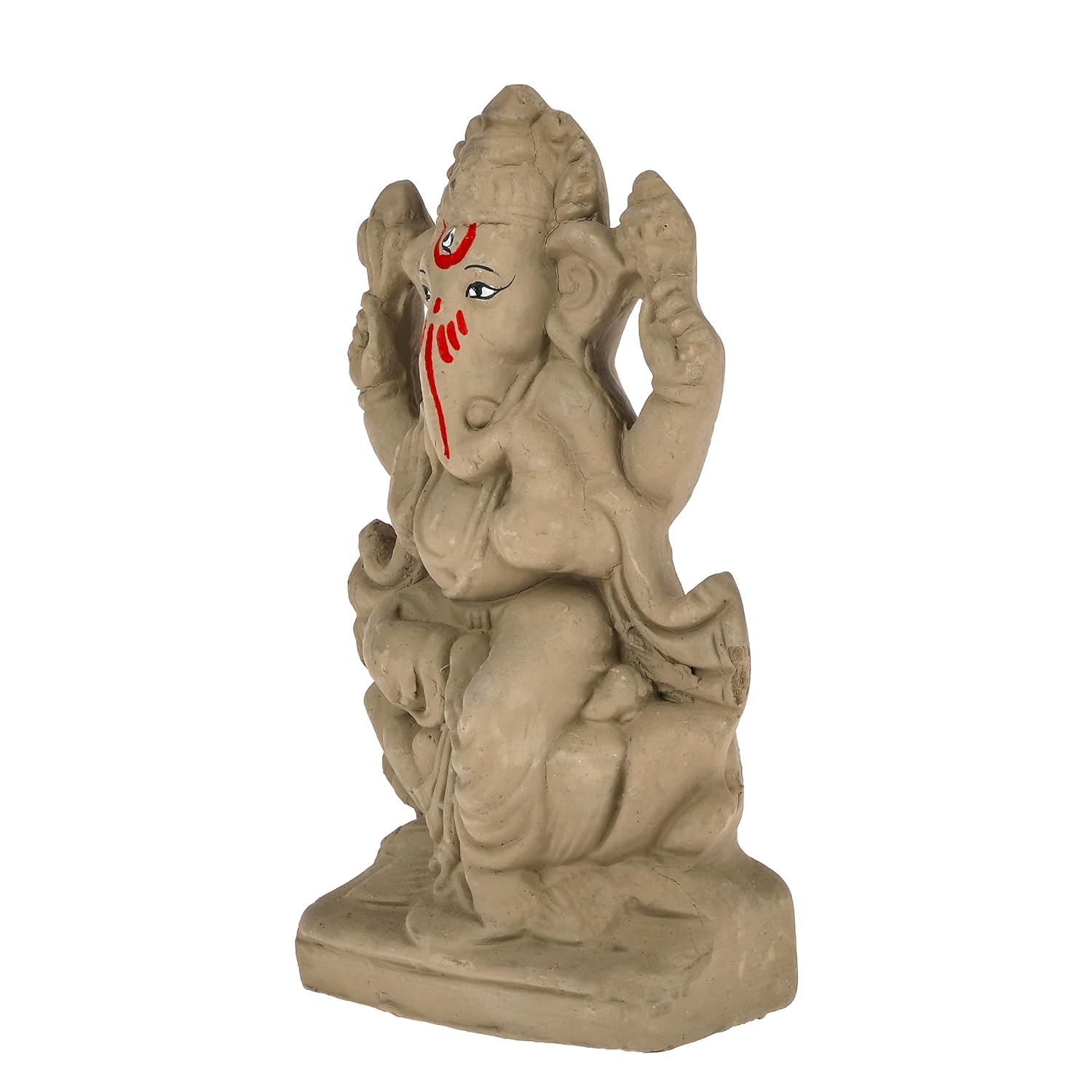 ELIKRAFT Mitti Ganesh Idol, Eco-Friendly Natural Clay Ganesha Figurine for Puja and Visarjan, Biodegradable - size and scale