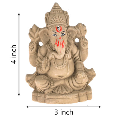 ELIKRAFT Mitti Ganesh Idol, Eco-Friendly Natural Clay Ganesha Figurine for Puja and Visarjan, Biodegradable - front view