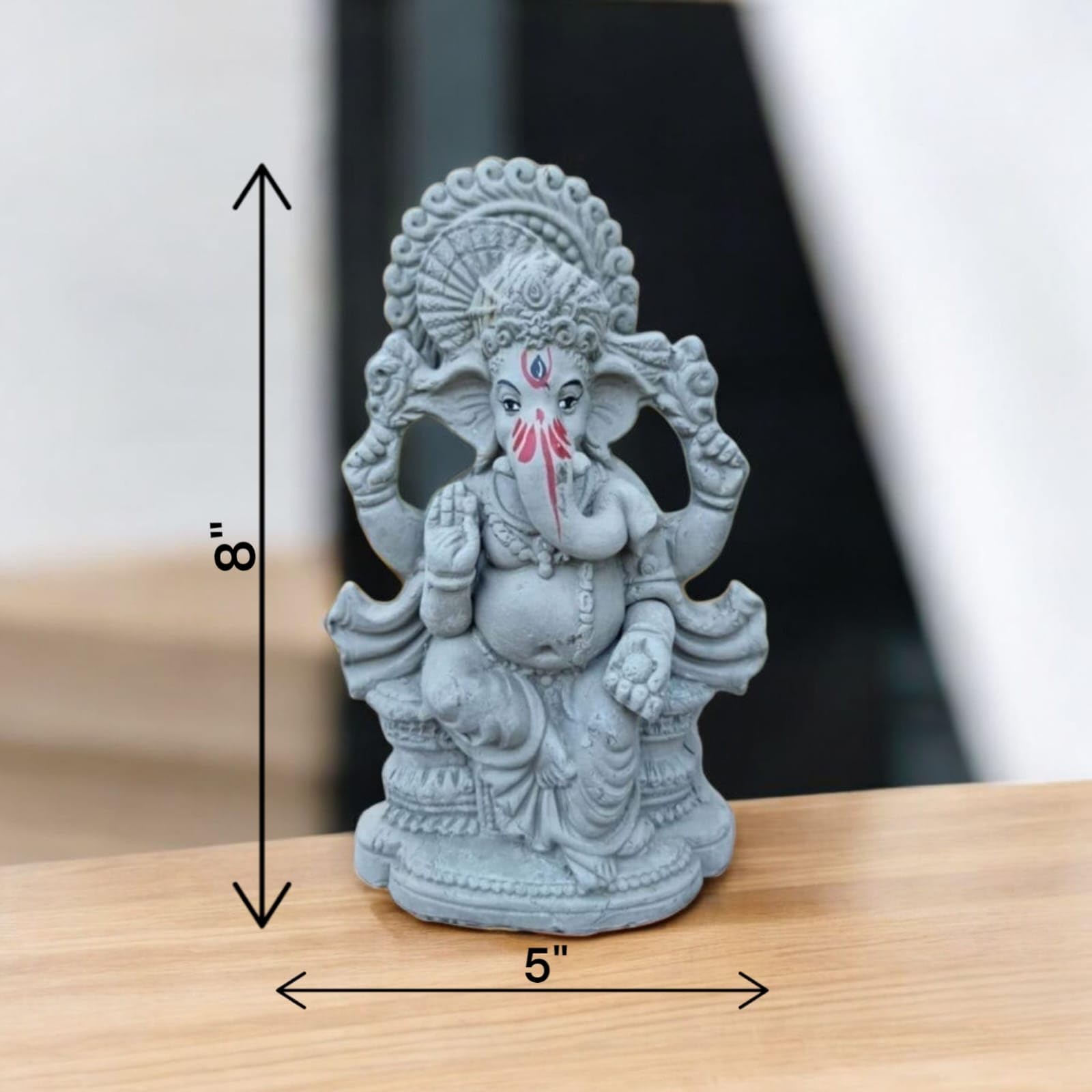 ELIKRAFT Mitti Ganesh Idol, Eco-Friendly Natural Clay Ganesha Figurine for Puja and Visarjan, Biodegradable - front view (29)