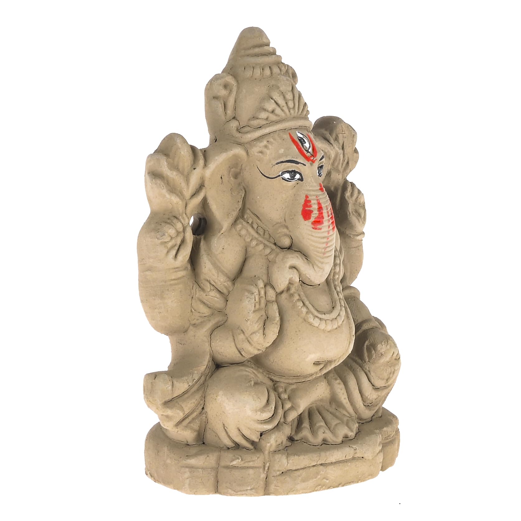 ELIKRAFT Mitti Ganesh Idol, Eco-Friendly Natural Clay Ganesha Figurine for Puja and Visarjan, Biodegradable - back view