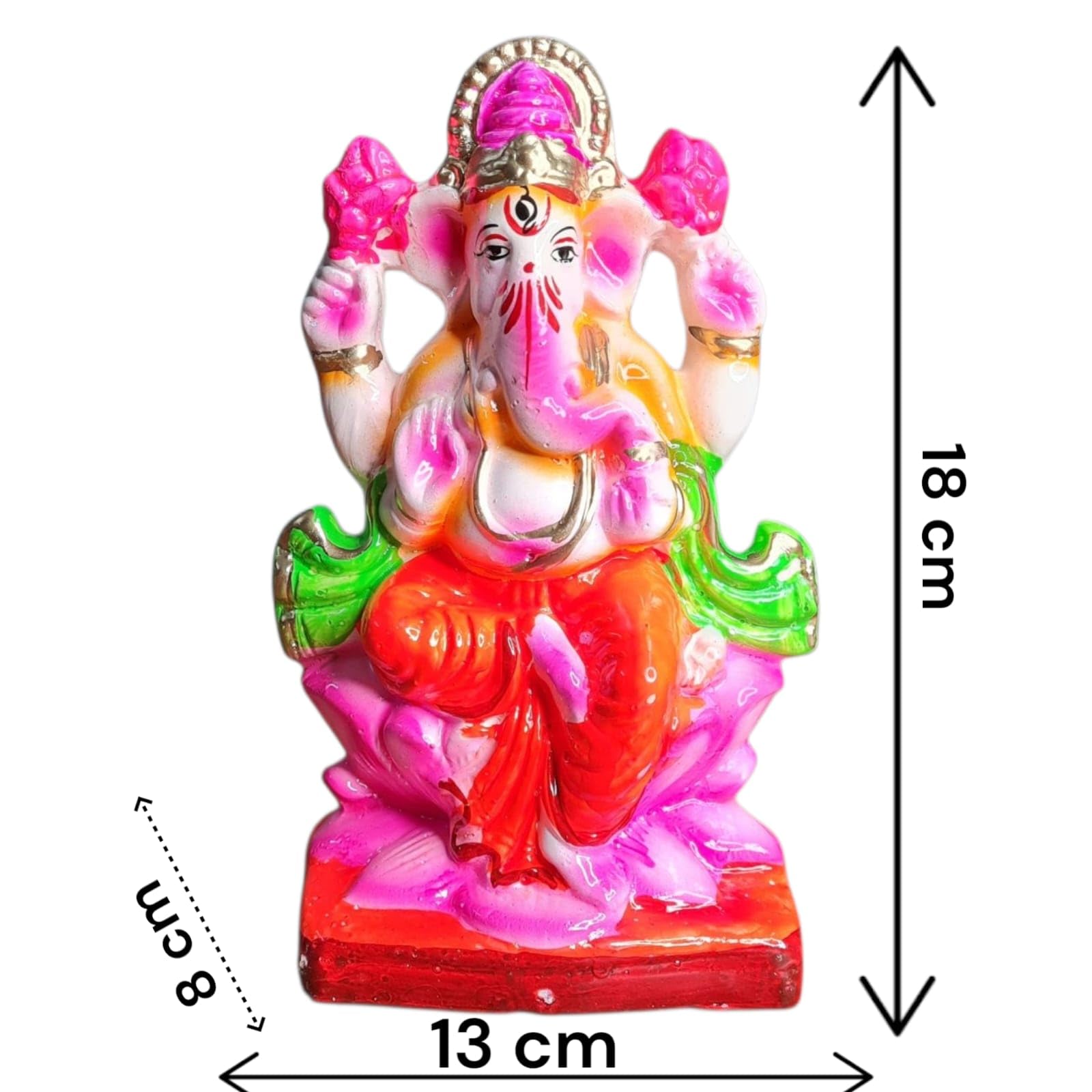 ELIKRAFT Mitti Ganesh Idol, Eco-Friendly Natural Clay Ganesha Figurine for Puja and Visarjan, Biodegradable - front view (34)