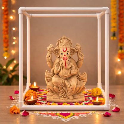 ELIKRAFT Mitti Ganesh Idol, Eco-Friendly Natural Clay Ganesha Figurine for Puja and Visarjan, Biodegradable (40)