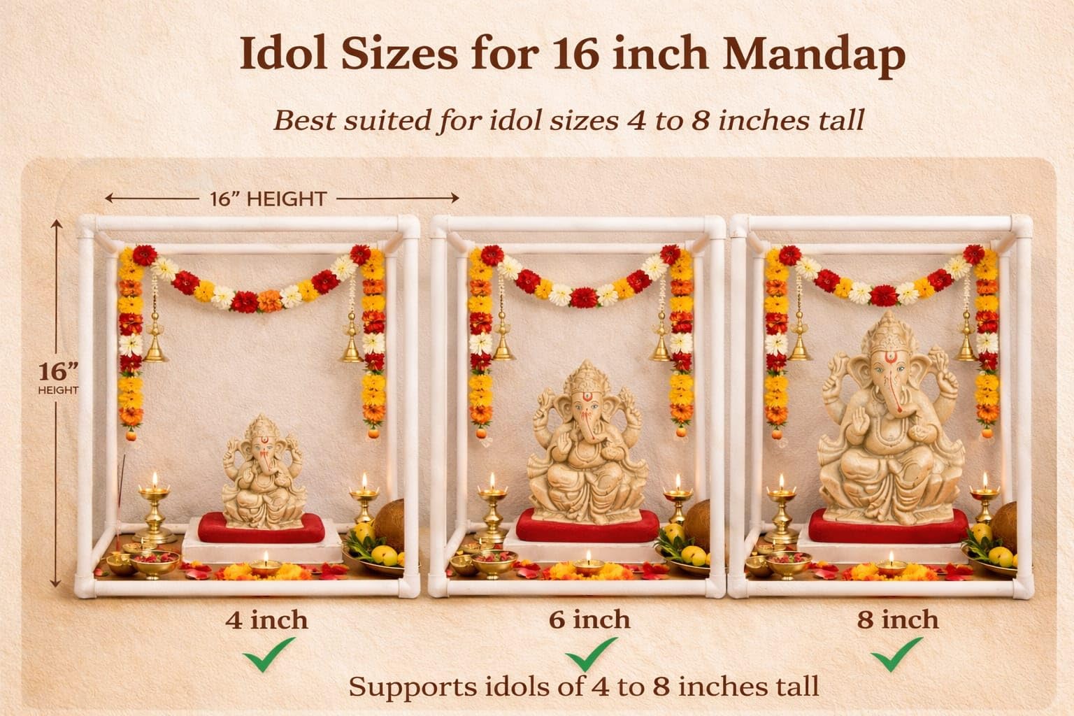 ELIKRAFT Mitti Ganesh Idol, Eco-Friendly Natural Clay Ganesha Figurine for Puja and Visarjan, Biodegradable - back view (42)