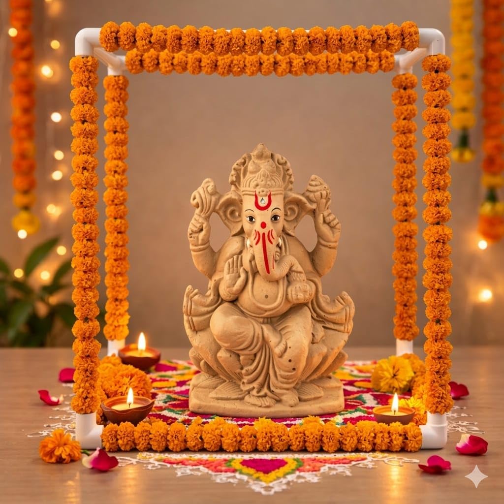ELIKRAFT Mitti Ganesh Idol, Eco-Friendly Natural Clay Ganesha Figurine for Puja and Visarjan, Biodegradable - label detail (4