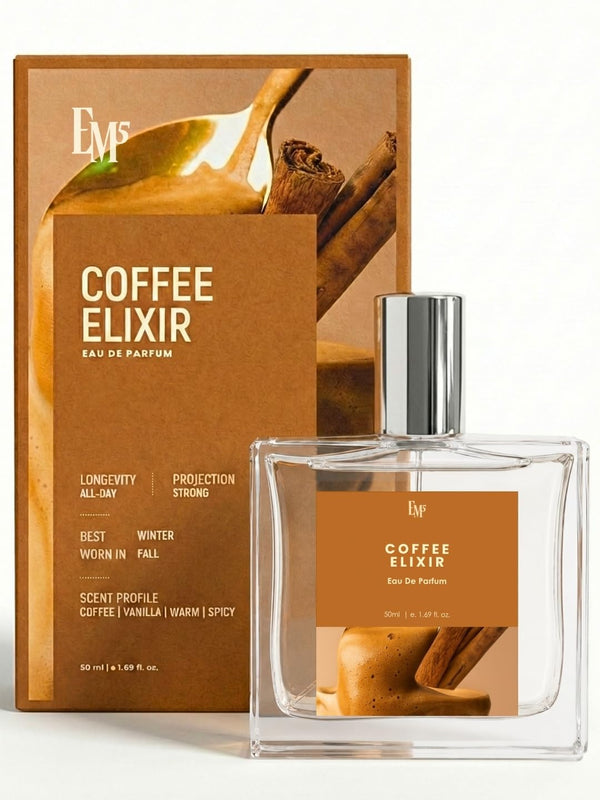 Em5 Coffee Elixir Unisex Eau de Parfum, 50ml, Gourmand Fragrance with Coffee, Vanilla, Cinnamon