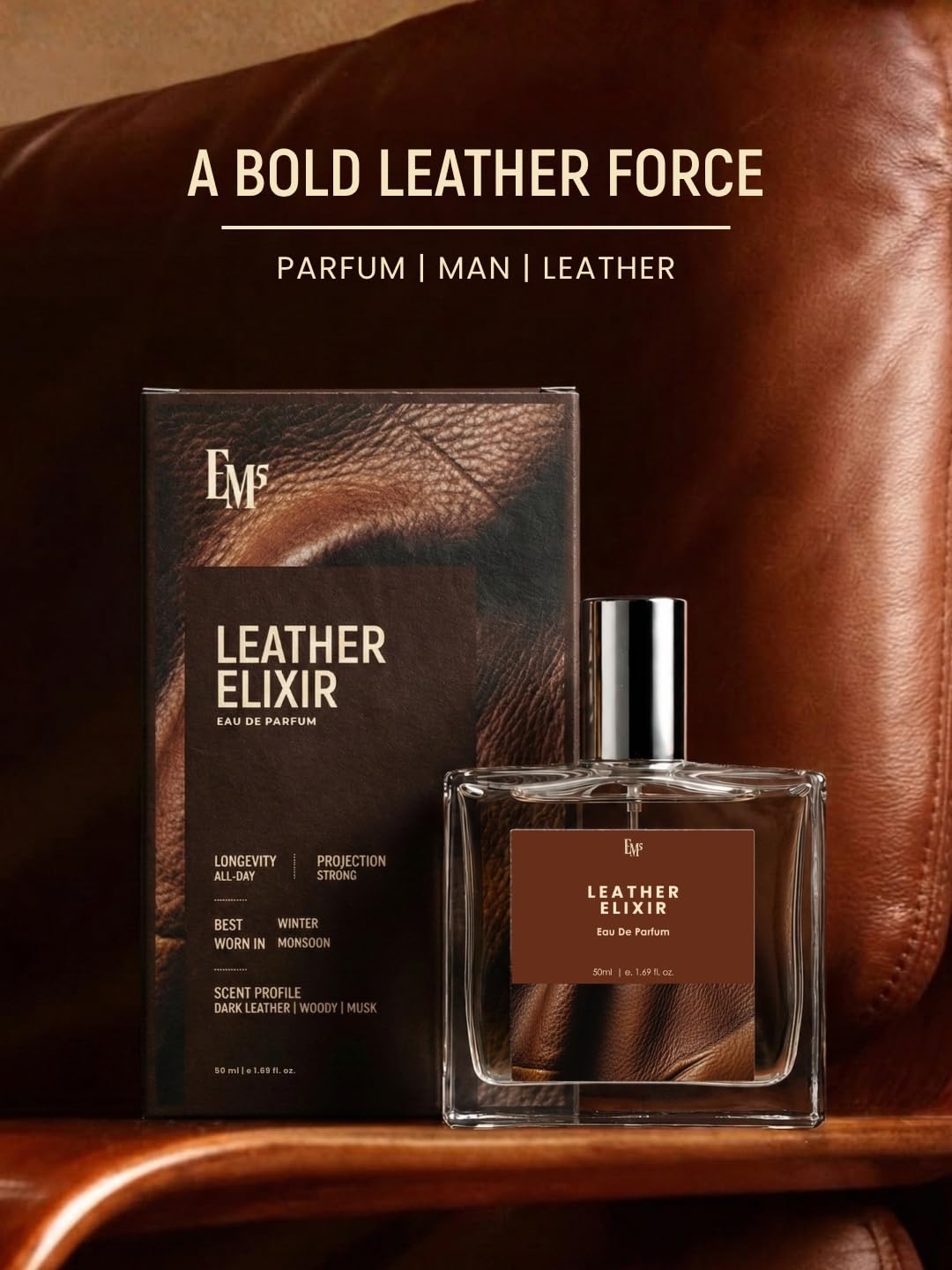 Em5 Coffee Elixir Unisex Eau de Parfum, 50ml, Gourmand Fragrance with Coffee, Vanilla, Cinnamon - front view (24)