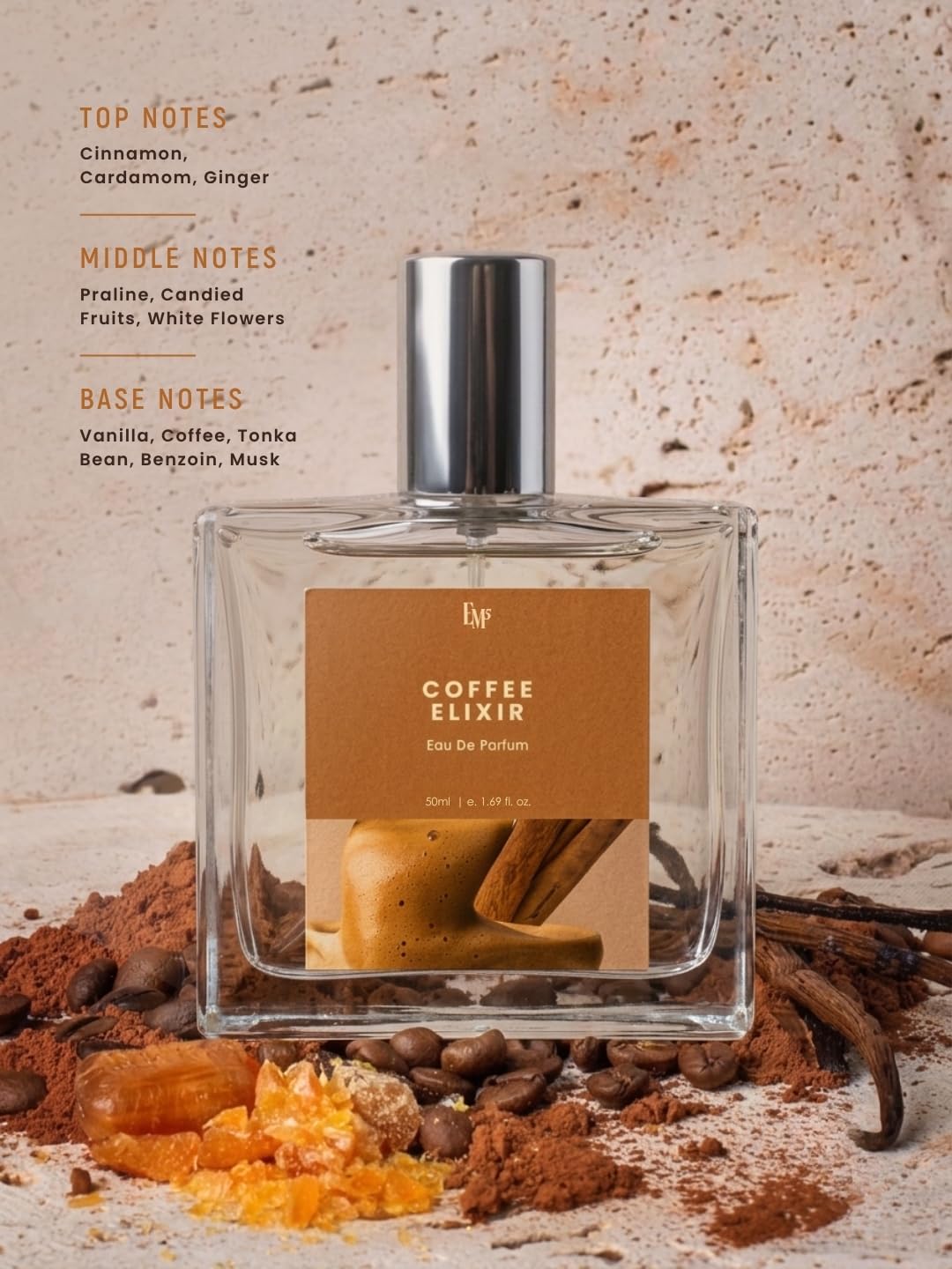 Em5 Coffee Elixir Unisex Eau de Parfum, 50ml, Gourmand Fragrance with Coffee, Vanilla, Cinnamon - back view