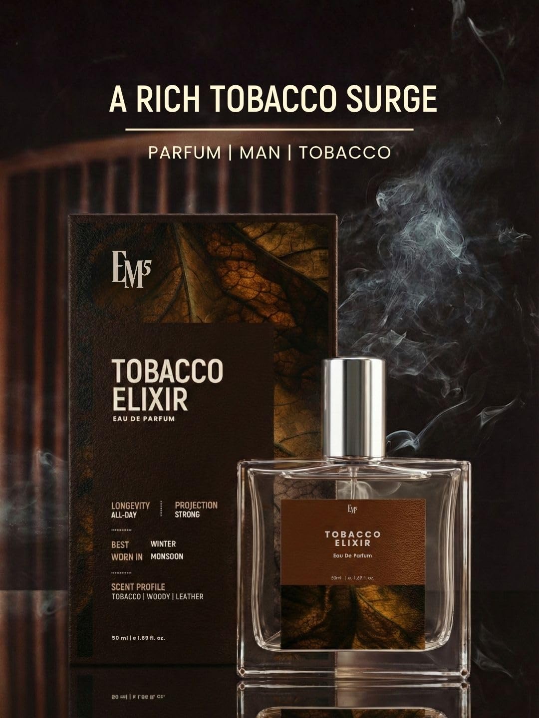 Em5 Coffee Elixir Unisex Eau de Parfum, 50ml, Gourmand Fragrance with Coffee, Vanilla, Cinnamon - front view (45)