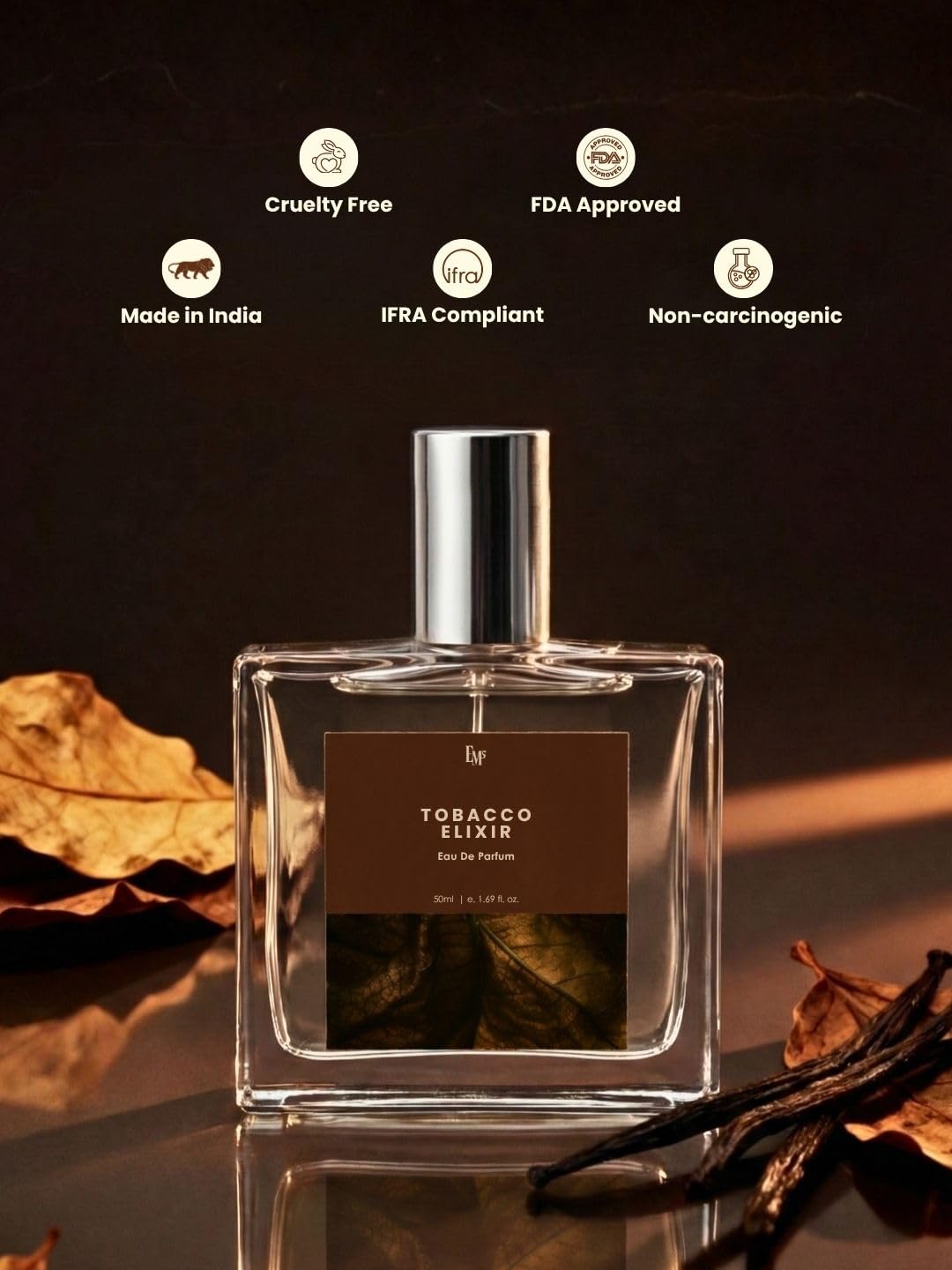 Em5 Coffee Elixir Unisex Eau de Parfum, 50ml, Gourmand Fragrance with Coffee, Vanilla, Cinnamon - label detail (48)
