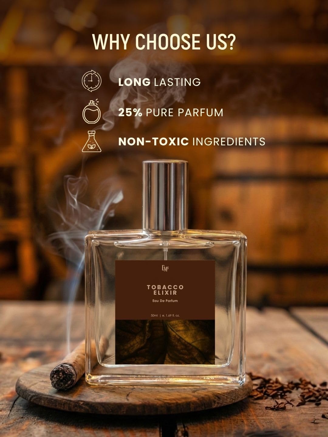 Em5 Coffee Elixir Unisex Eau de Parfum, 50ml, Gourmand Fragrance with Coffee, Vanilla, Cinnamon - ingredients panel (49)