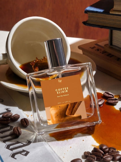 Em5 Coffee Elixir Unisex Eau de Parfum, 50ml, Gourmand Fragrance with Coffee, Vanilla, Cinnamon - close-up detail