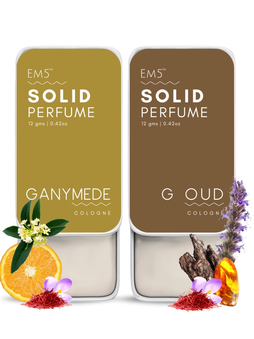 Em5 Solid Perfume Set for Men with Aqua & Constant Scents, Alcohol-Free Formula, Travel-Friendly Pocket Tins, 2 Count (15)