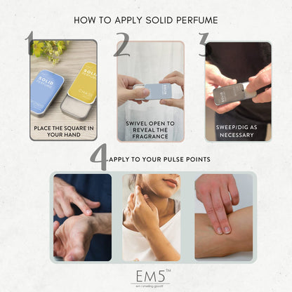 Em5 Solid Perfume Set for Men with Aqua & Constant Scents, Alcohol-Free Formula, Travel-Friendly Pocket Tins, 2 Count - close