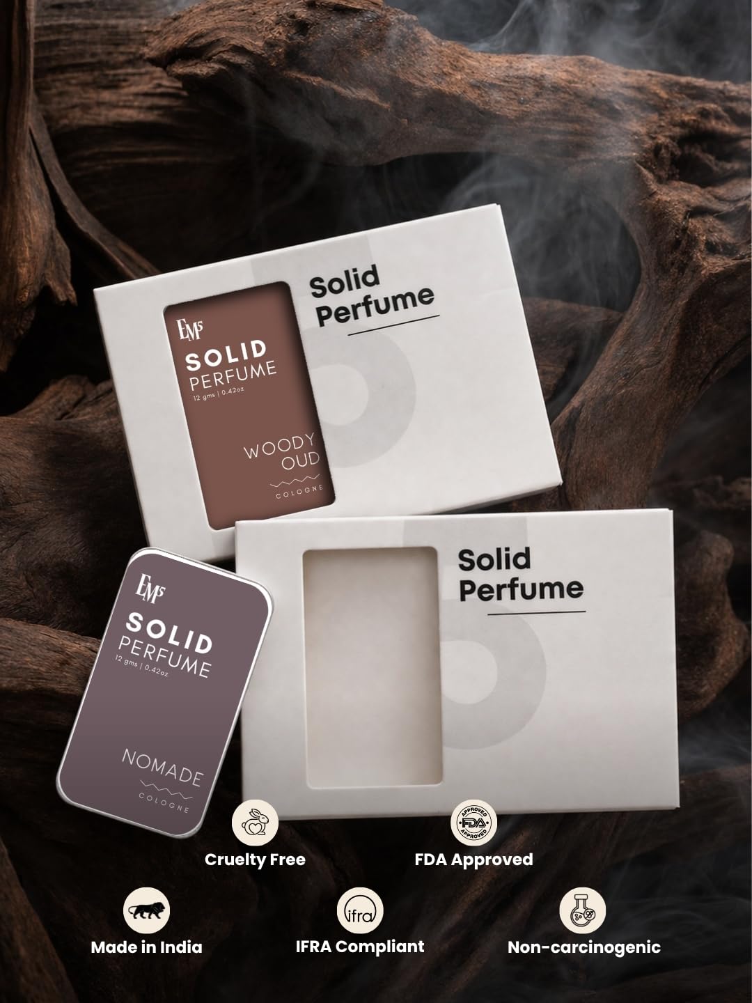Em5 Solid Perfume Set for Men with Aqua & Constant Scents, Alcohol-Free Formula, Travel-Friendly Pocket Tins, 2 Count - front