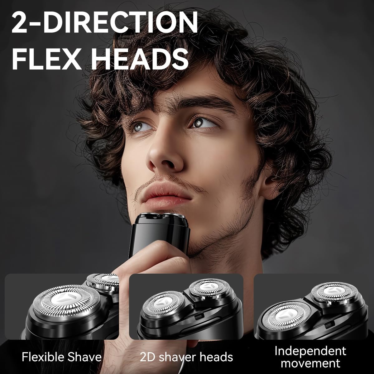 Enchen K8 Mini Portable Electric Shaver, Black, USB-C Rechargeable, IPX7 Waterproof Rotary Shaver for Men - back view