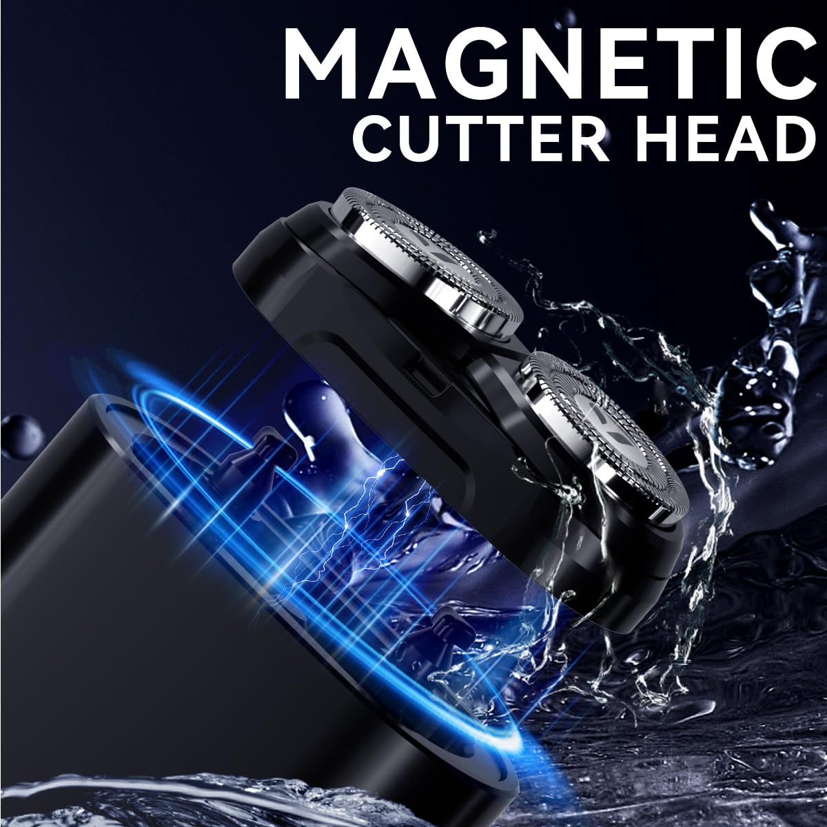 Enchen K8 Mini Portable Electric Shaver, Black, USB-C Rechargeable, IPX7 Waterproof Rotary Shaver for Men - close-up detail