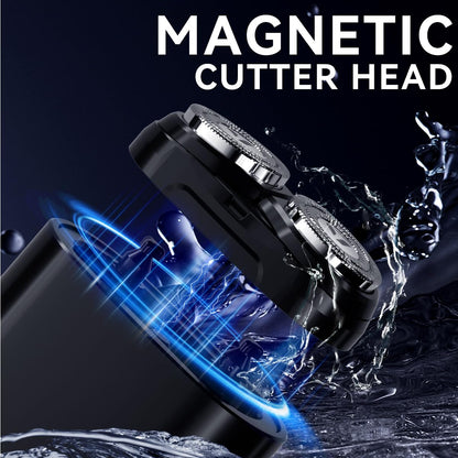 Enchen K8 Mini Portable Electric Shaver, Black, USB-C Rechargeable, IPX7 Waterproof Rotary Shaver for Men - close-up detail