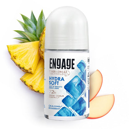 Engage Hydra Soft Underarm Roll On Deo for Women|72 Hour Sweat & Odour Protection | Skin Softening Formula|Advanced Antipersp