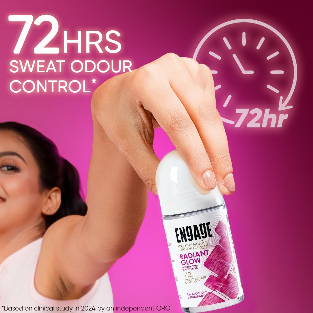 Engage Hydra Soft Underarm Roll On Deo for Women|72 Hour Sweat & Odour Protection | Skin Softening Formula|Advanced Antipersp