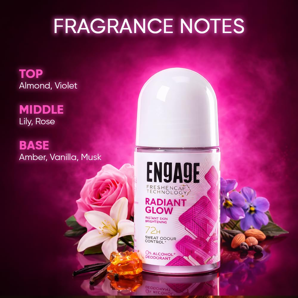 Engage Hydra Soft Underarm Roll On Deo for Women|72 Hour Sweat & Odour Protection | Skin Softening Formula|Advanced Antipersp