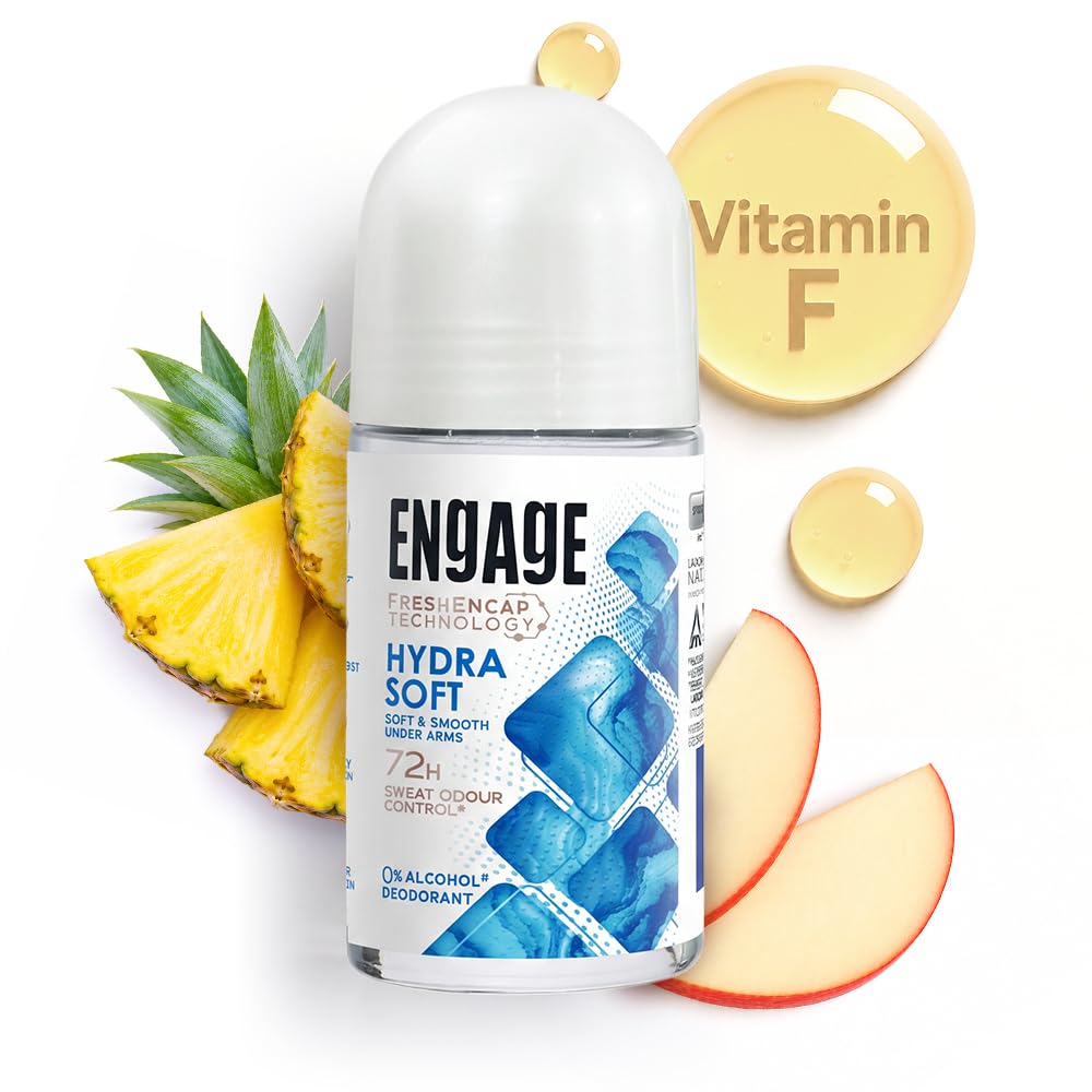 Engage Hydra Soft Underarm Roll On Deo for Women|72 Hour Sweat & Odour Protection | Skin Softening Formula|Advanced Antipersp