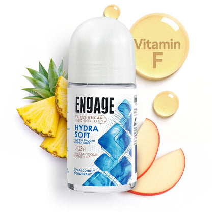 Engage Hydra Soft Underarm Roll On Deo for Women|72 Hour Sweat & Odour Protection | Skin Softening Formula|Advanced Antipersp