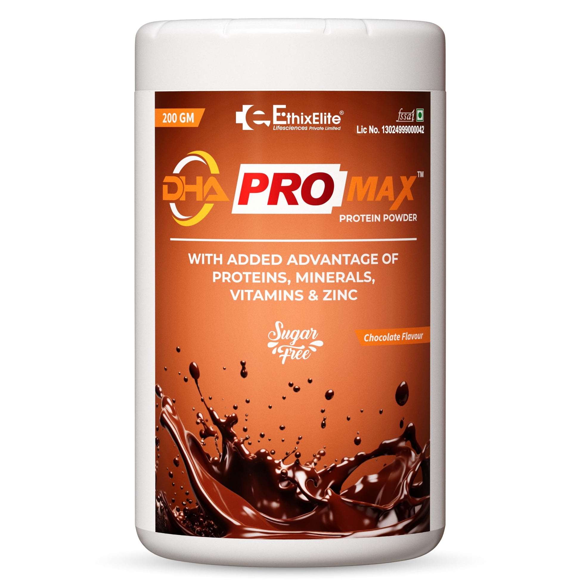 ETHIXELITE DHA Pro Max Sugar Free Chocolate Protein Powder with Vitamins, Minerals and Zinc