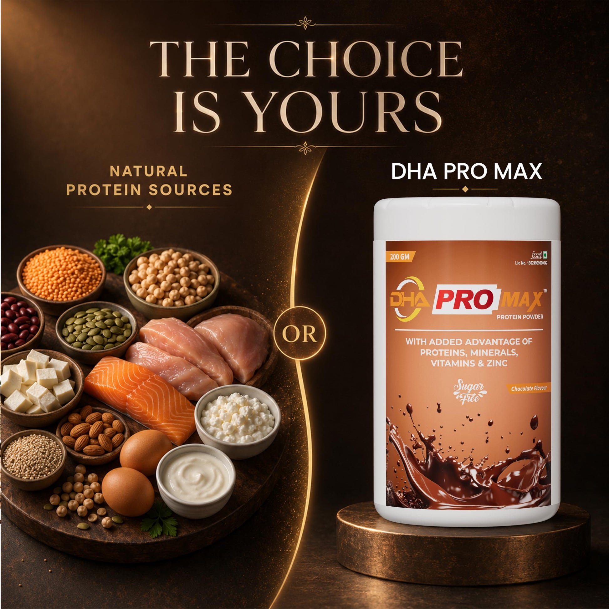 ETHIXELITE DHA Pro Max Sugar Free Chocolate Protein Powder with Vitamins, Minerals and Zinc - front view